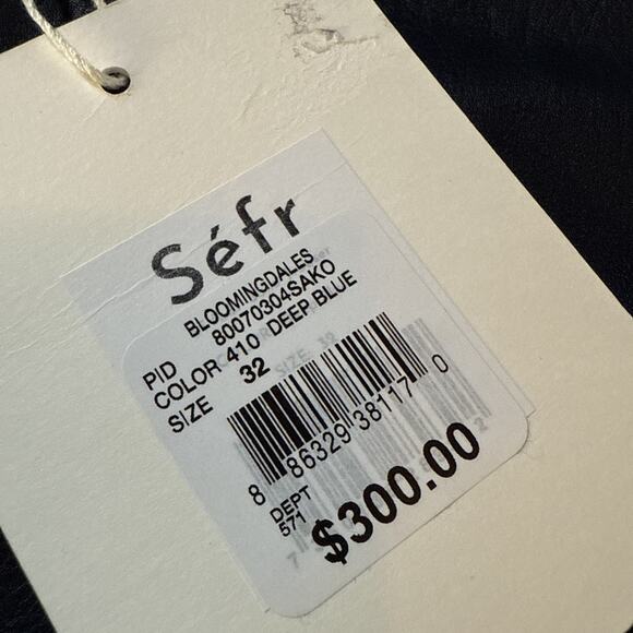 Sefr Sako Straight Leg Faux Leather Trousers Deep Blue Waist 32(34) - Picture 5 of 12